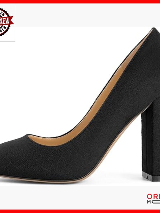 Women Platform Chunky High Heels Casual Block Heeled Loafer  Women\'s Chunky Block Heel Pumps Slip On Dress Shoes 4 Inch Heel